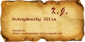 Kutnyánszky Júlia névjegykártya